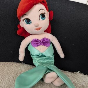 Disney Ariel Plush Mermaid Doll - Red Hair, Purple Top, Green Tail